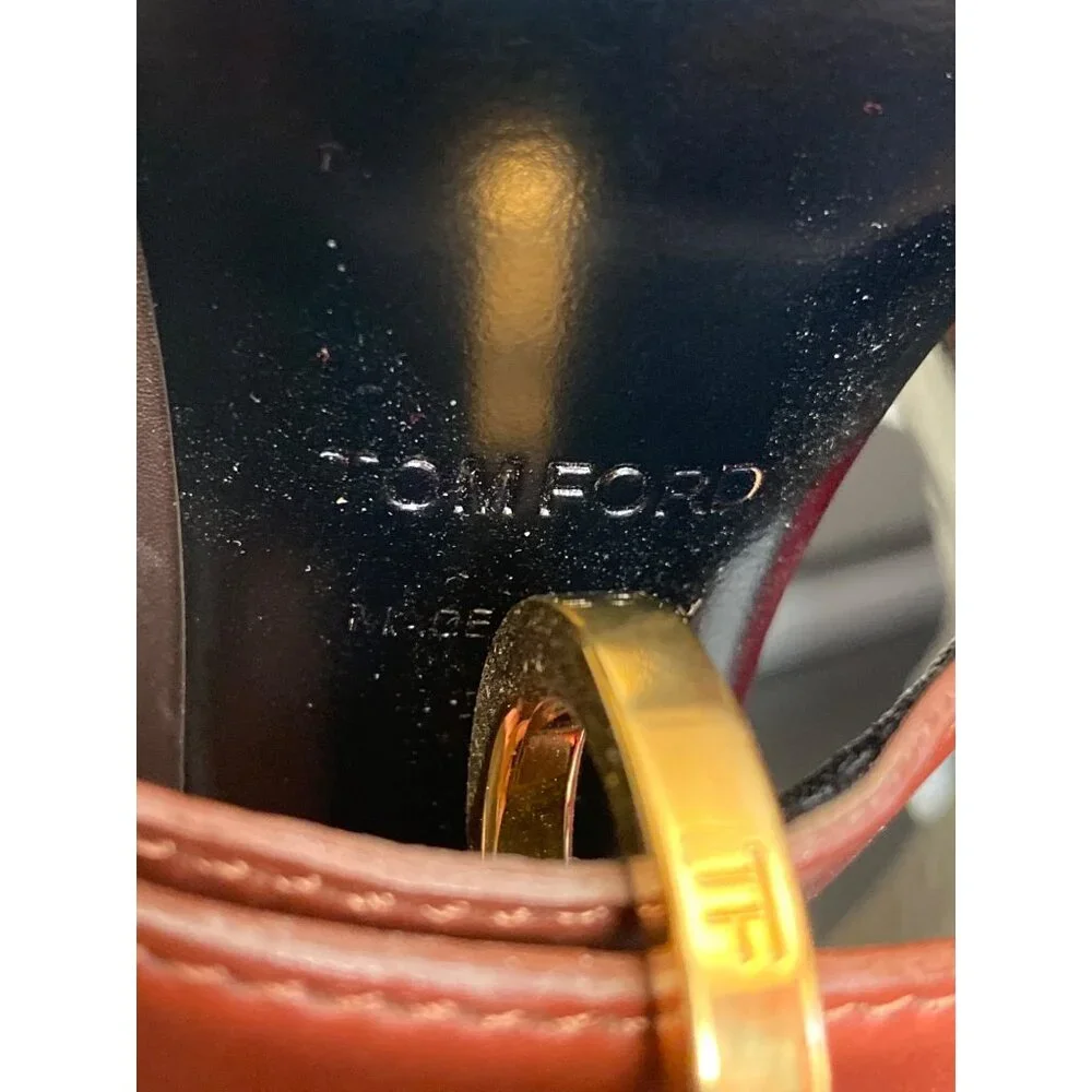 Tom Ford Brown Leather Strappy Block Heel Sandals Sz 39 Made in Italy - Picture 9 of 15